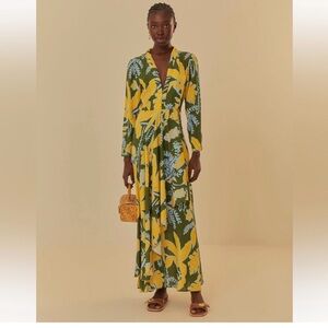 NWT Farm Rio Foliage Sketch green dress